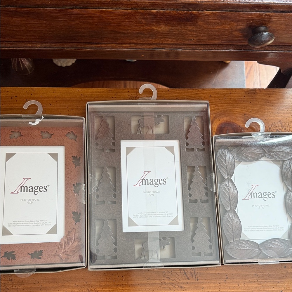 3- 4 by 6  Photo Frames - Brown tones (metal)